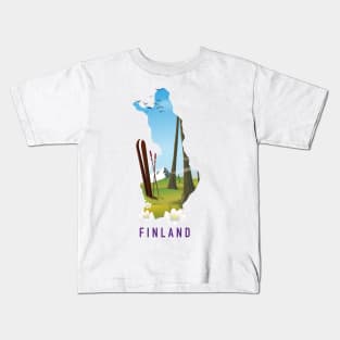 Finland ski travel poster Kids T-Shirt